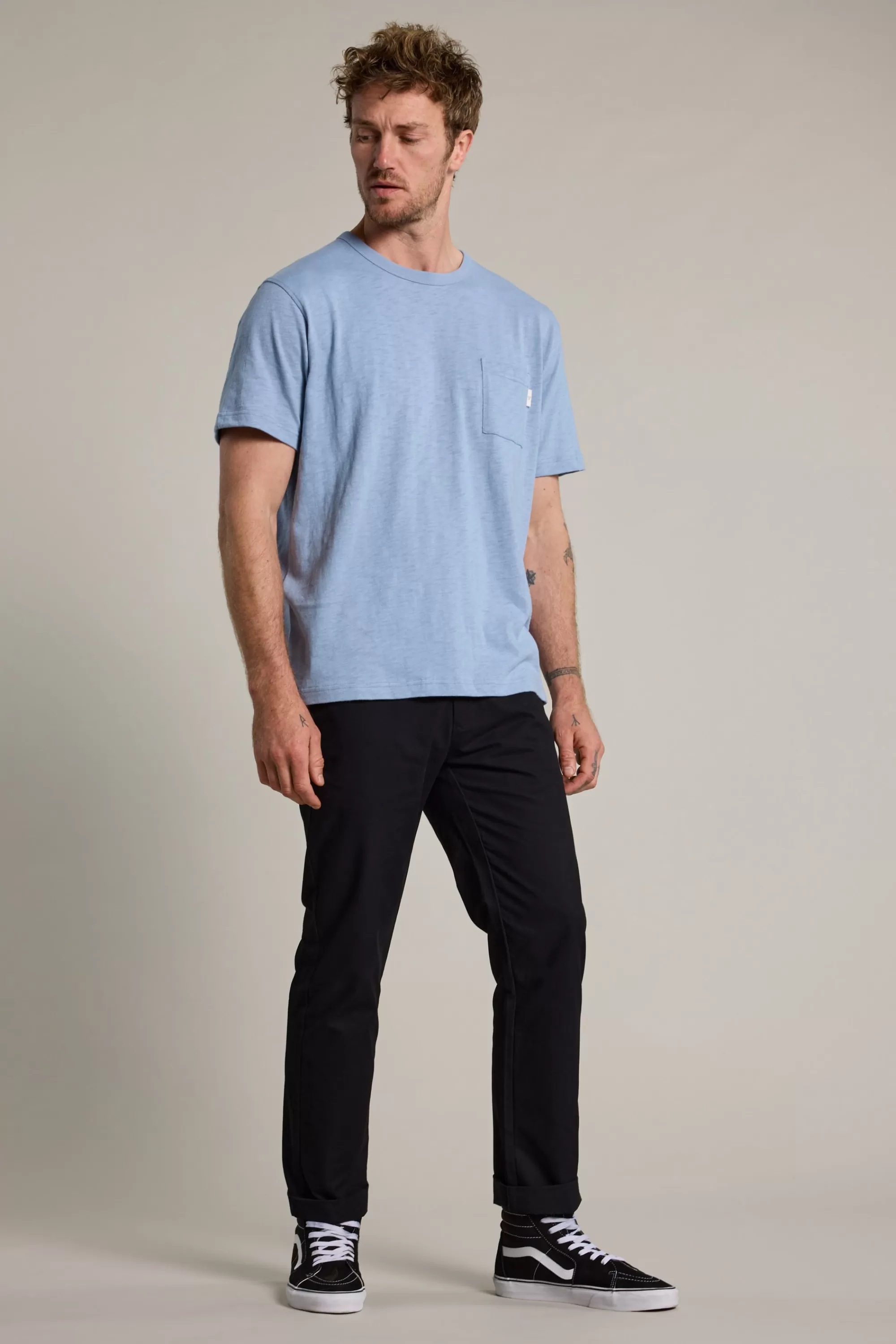 Barkers Essential Tees^Anderson Slub Tee STONE BLUE