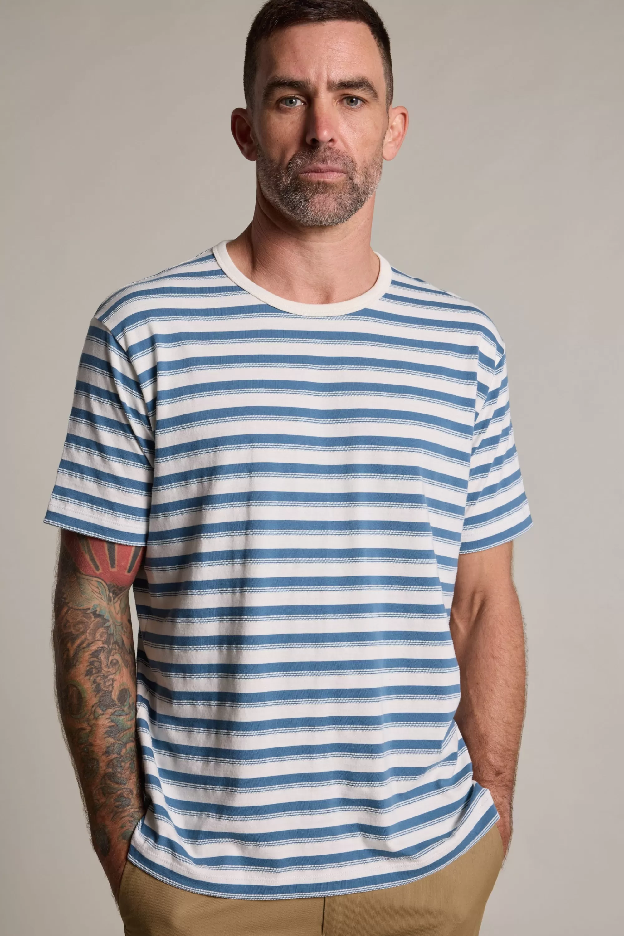 Barkers Graphic & Stripes^Avalon Stripe Tee STONE BLUE