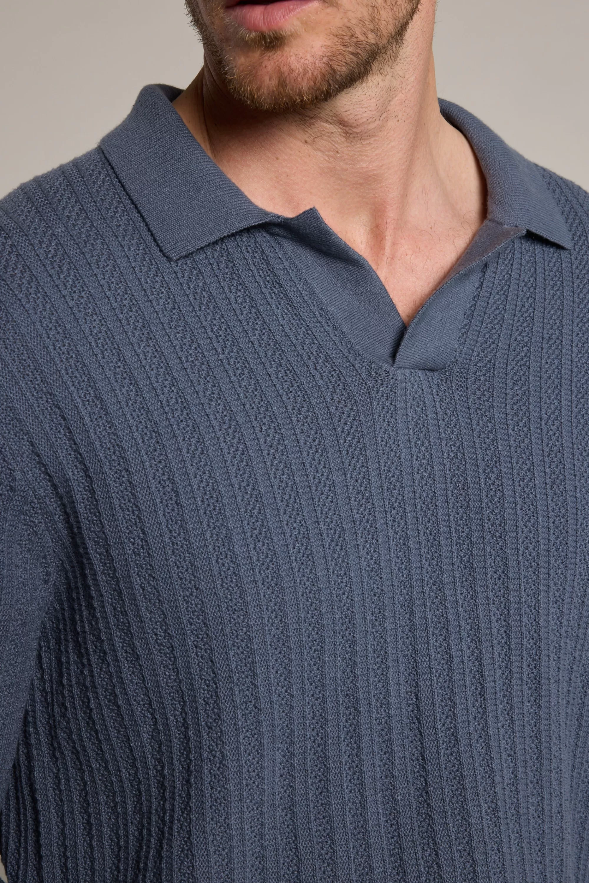 Barkers Cotton Knitwear^Cedar Cotton LS Polo SLATE