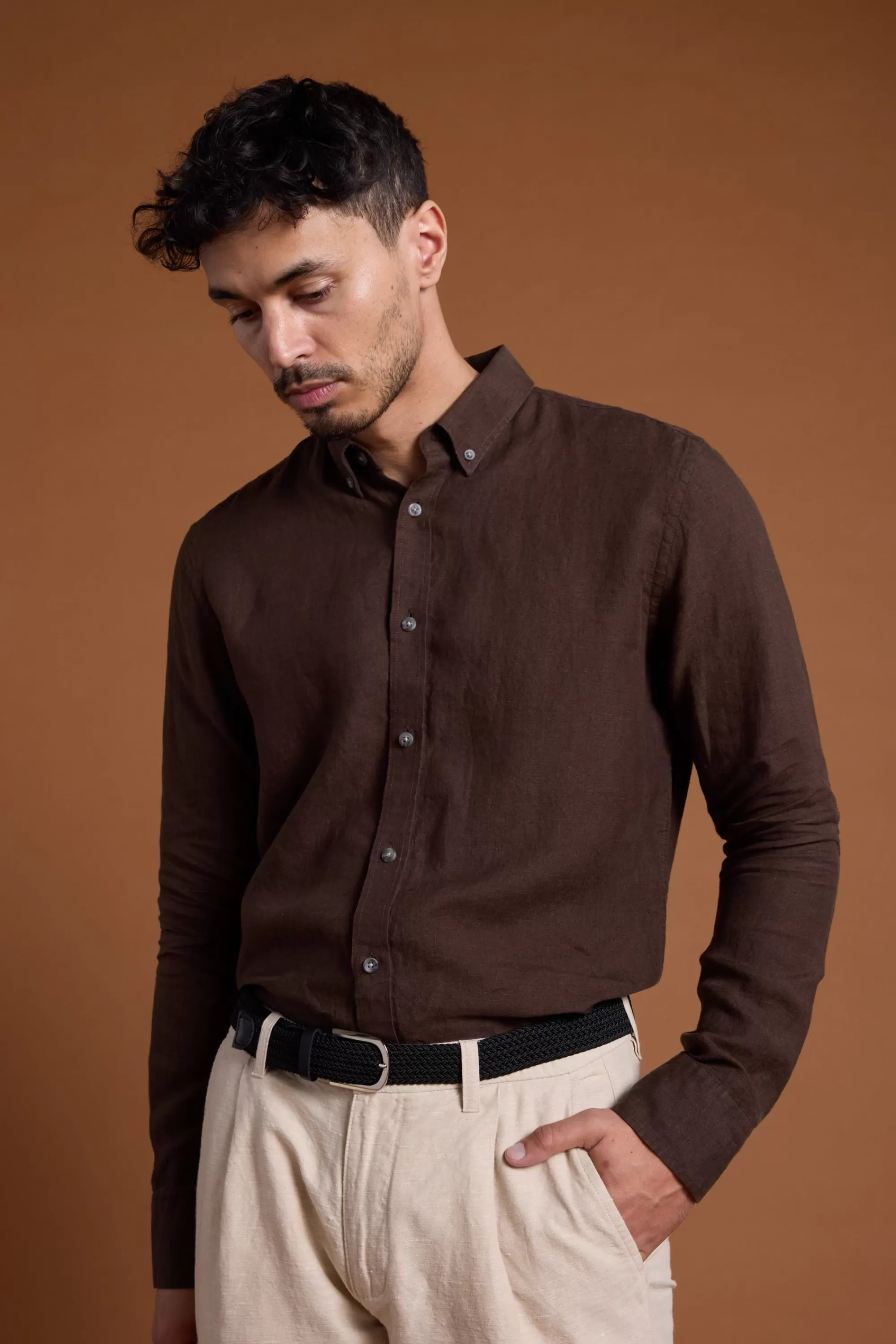 Barkers Casual Shirts | Casual Shirts^Dorset Linen Shirt CHOCOLATE