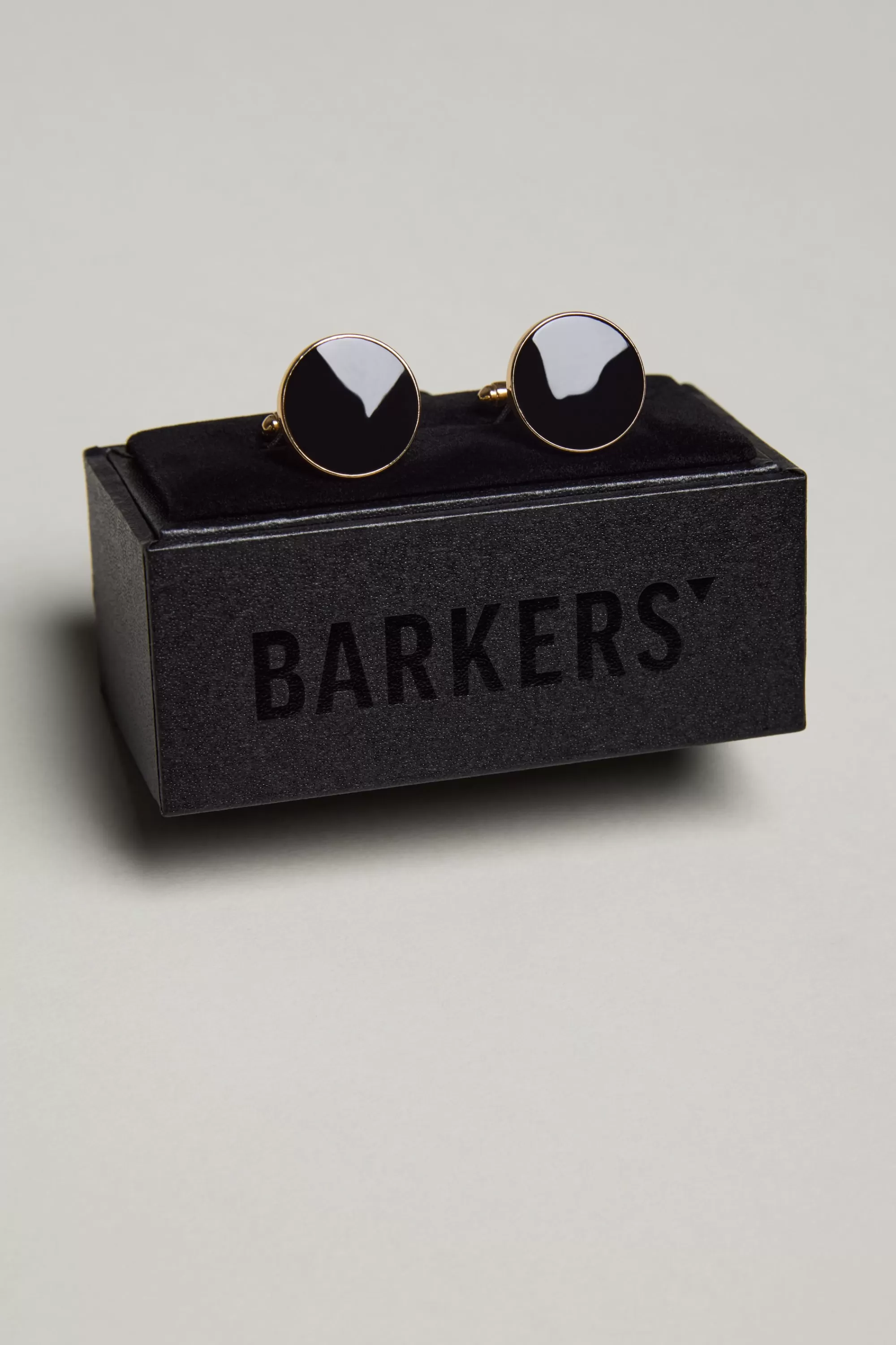 Barkers Cufflinks & Clips | Suiting Accessories^Gold And Black Round Cufflink