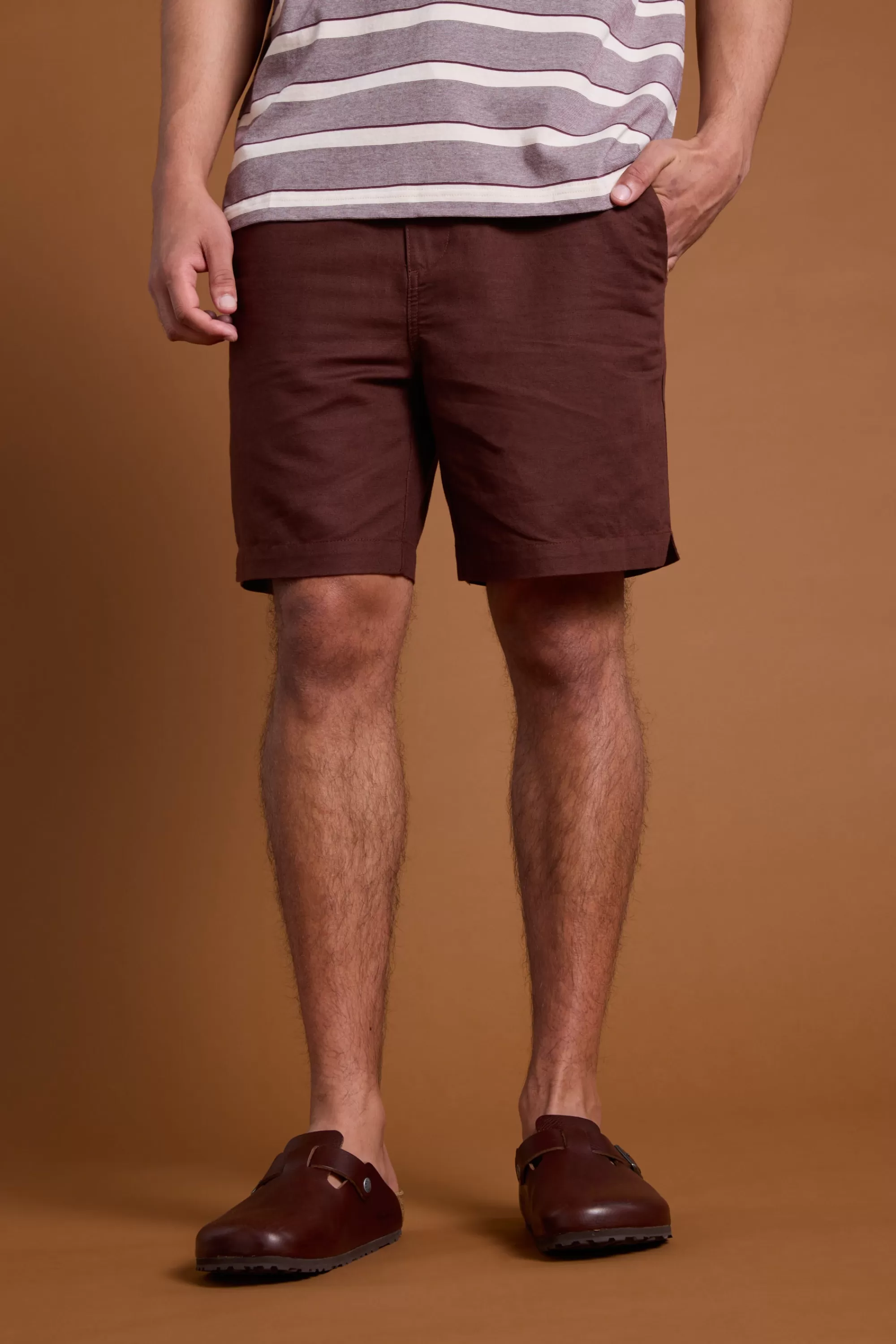 Barkers Shorts^Jasper Linen Weekend Short MAHOGANY