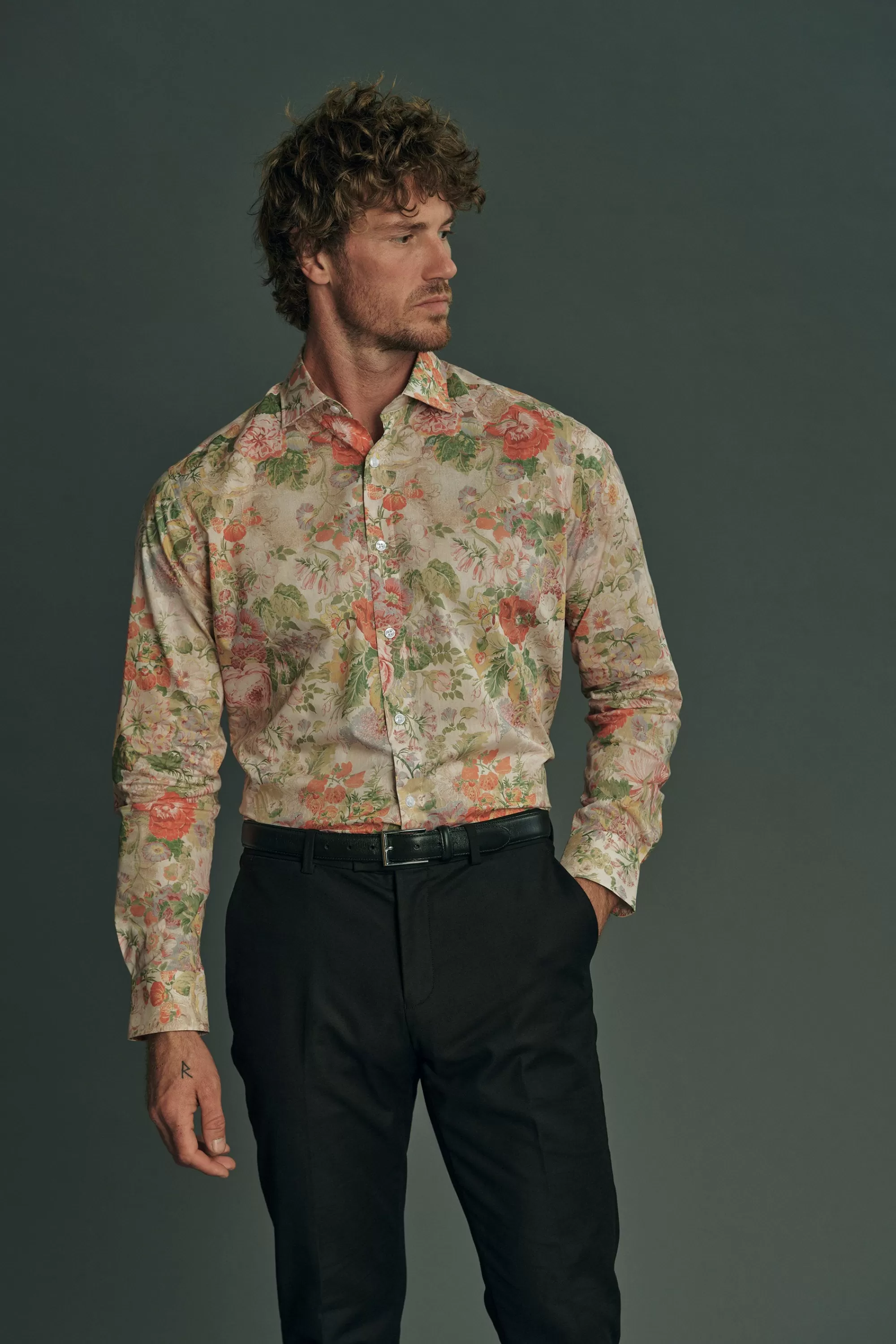 Barkers Dress Shirts | Dress Shirts^Liberty Parchment Petals Print Shirt