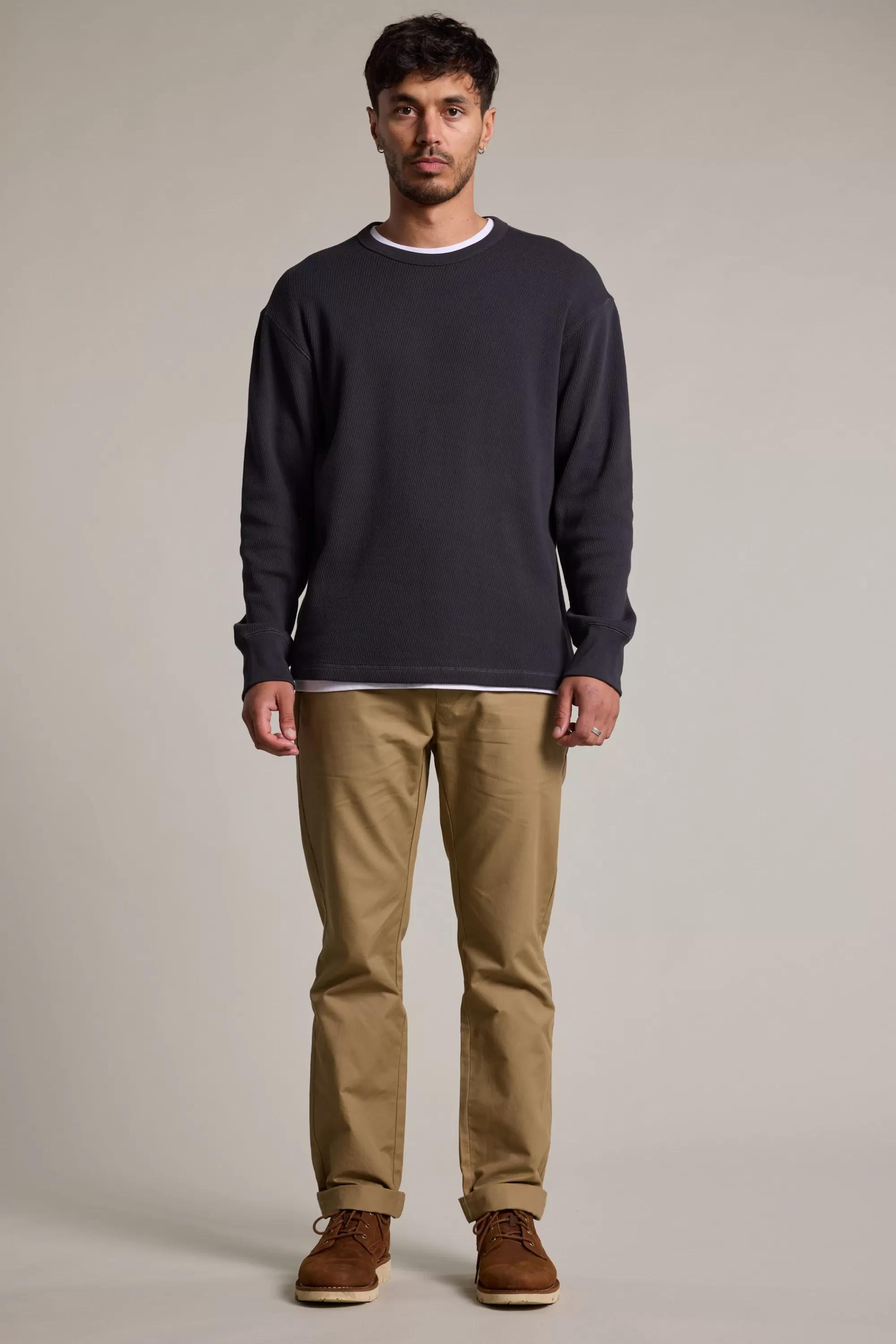 Barkers Cotton Knitwear^Monterey Waffle Crew CHARCOAL