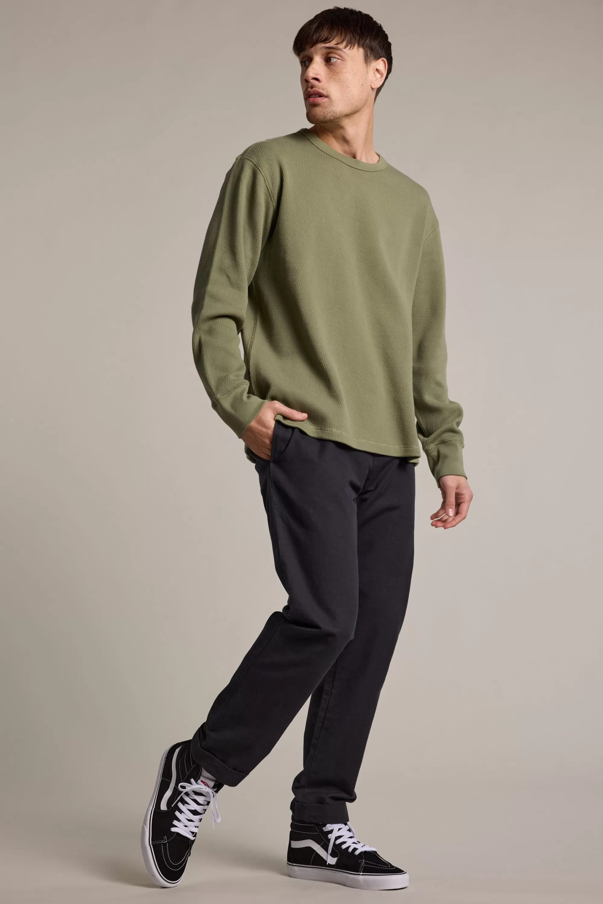 Barkers Cotton Knitwear^Monterey Waffle Crew SAGE