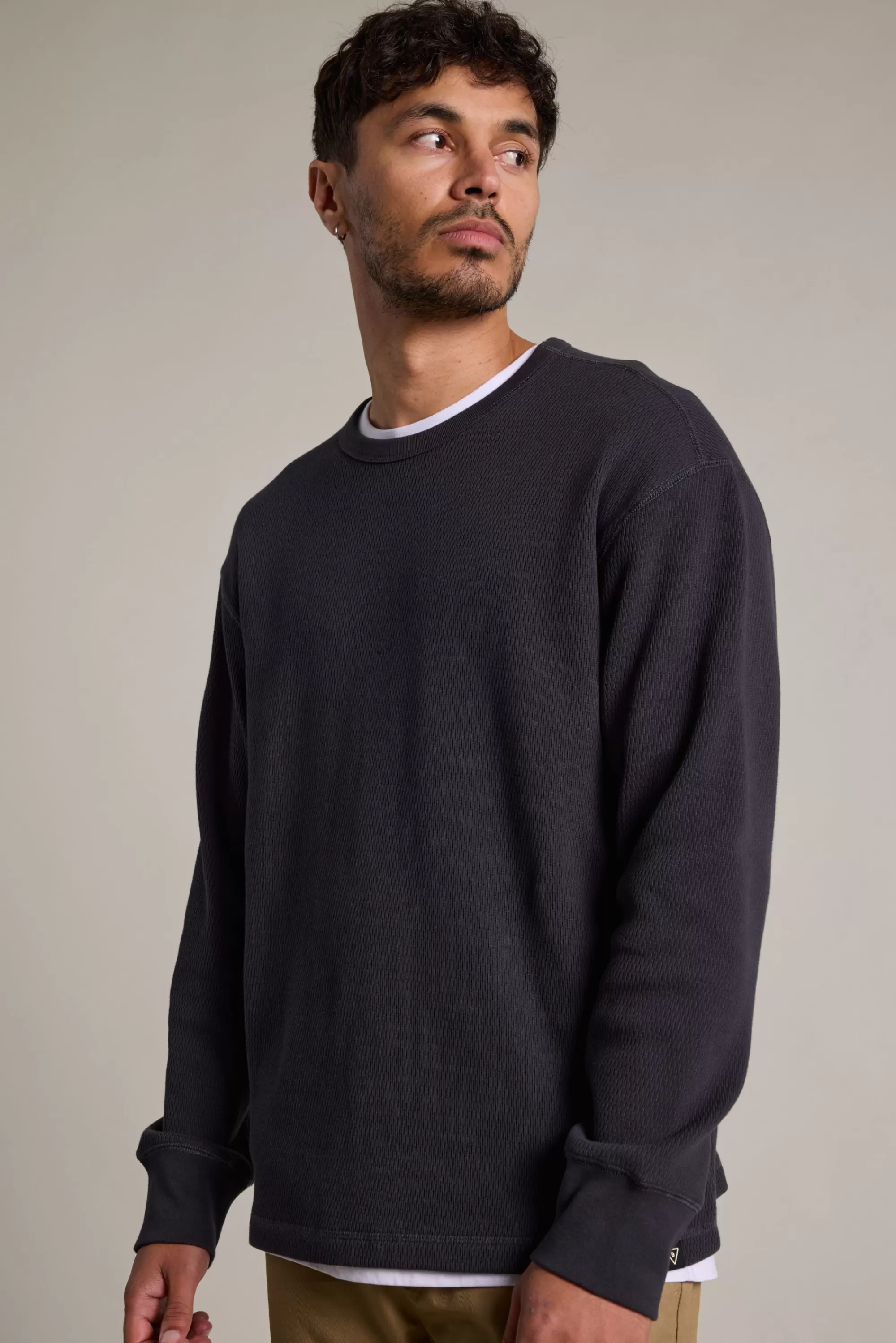 Barkers Cotton Knitwear^Monterey Waffle Crew CHARCOAL