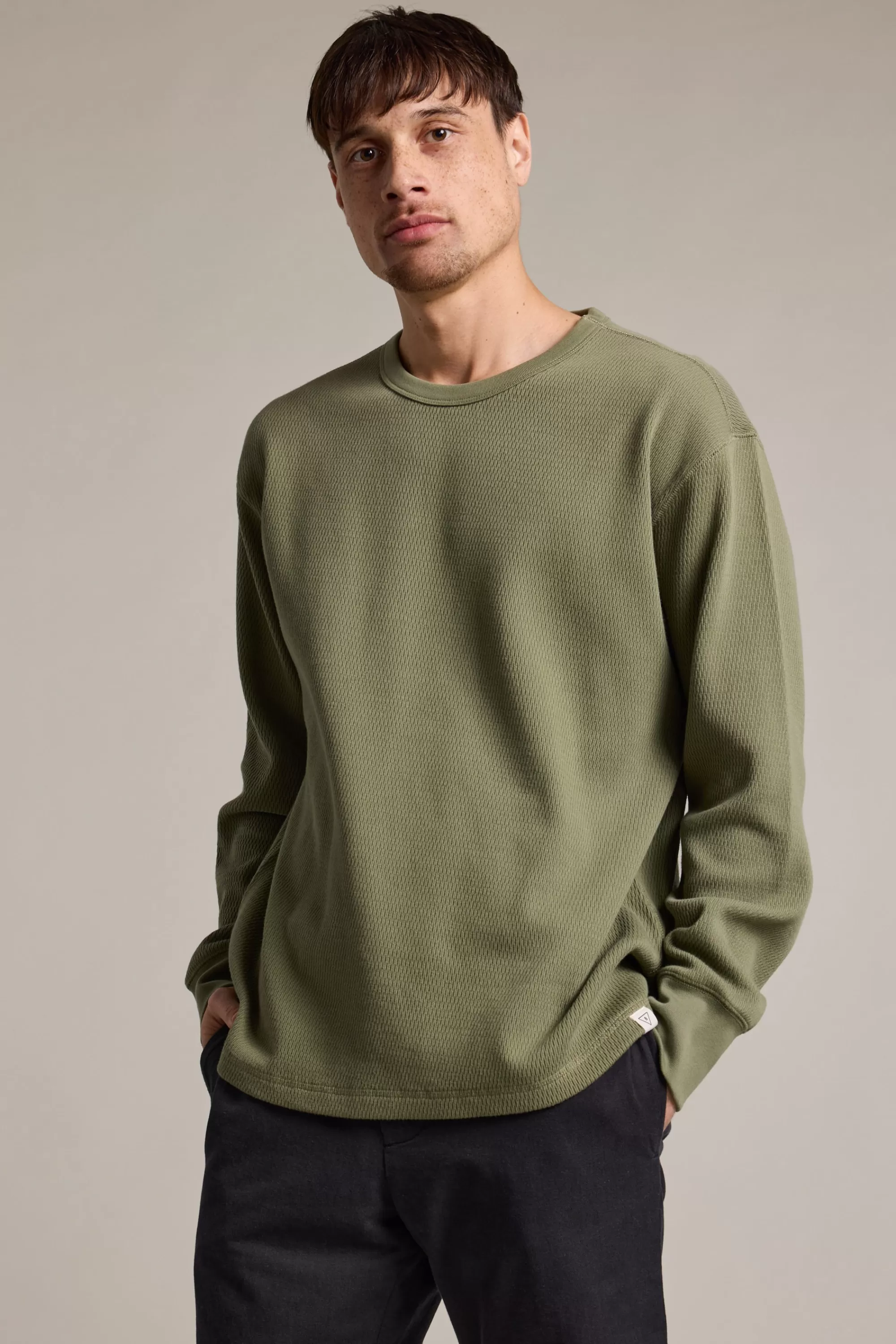 Barkers Cotton Knitwear^Monterey Waffle Crew SAGE