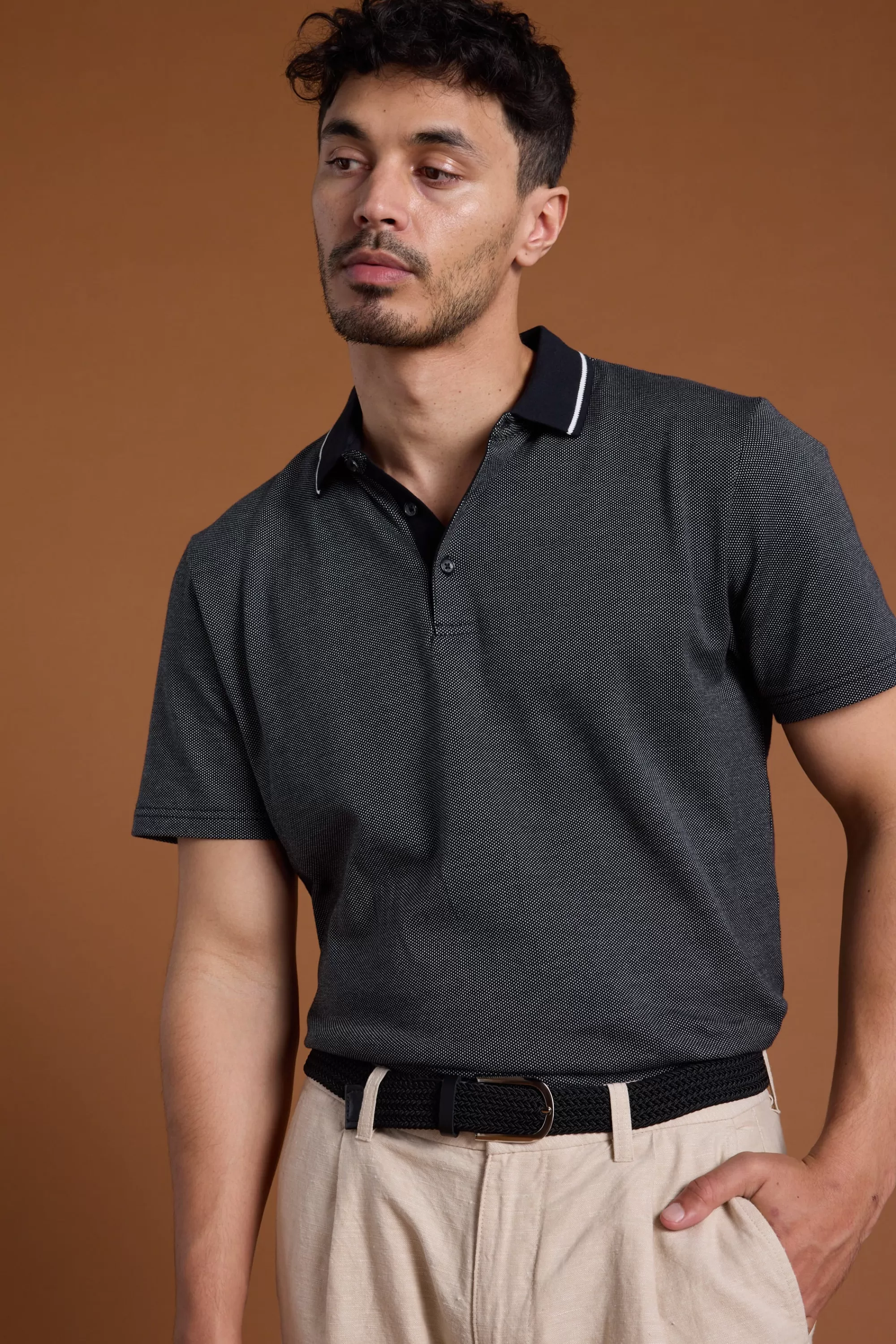 Barkers Polos | Polo Shirts^Olson Mercerised Texture Polo BLACK