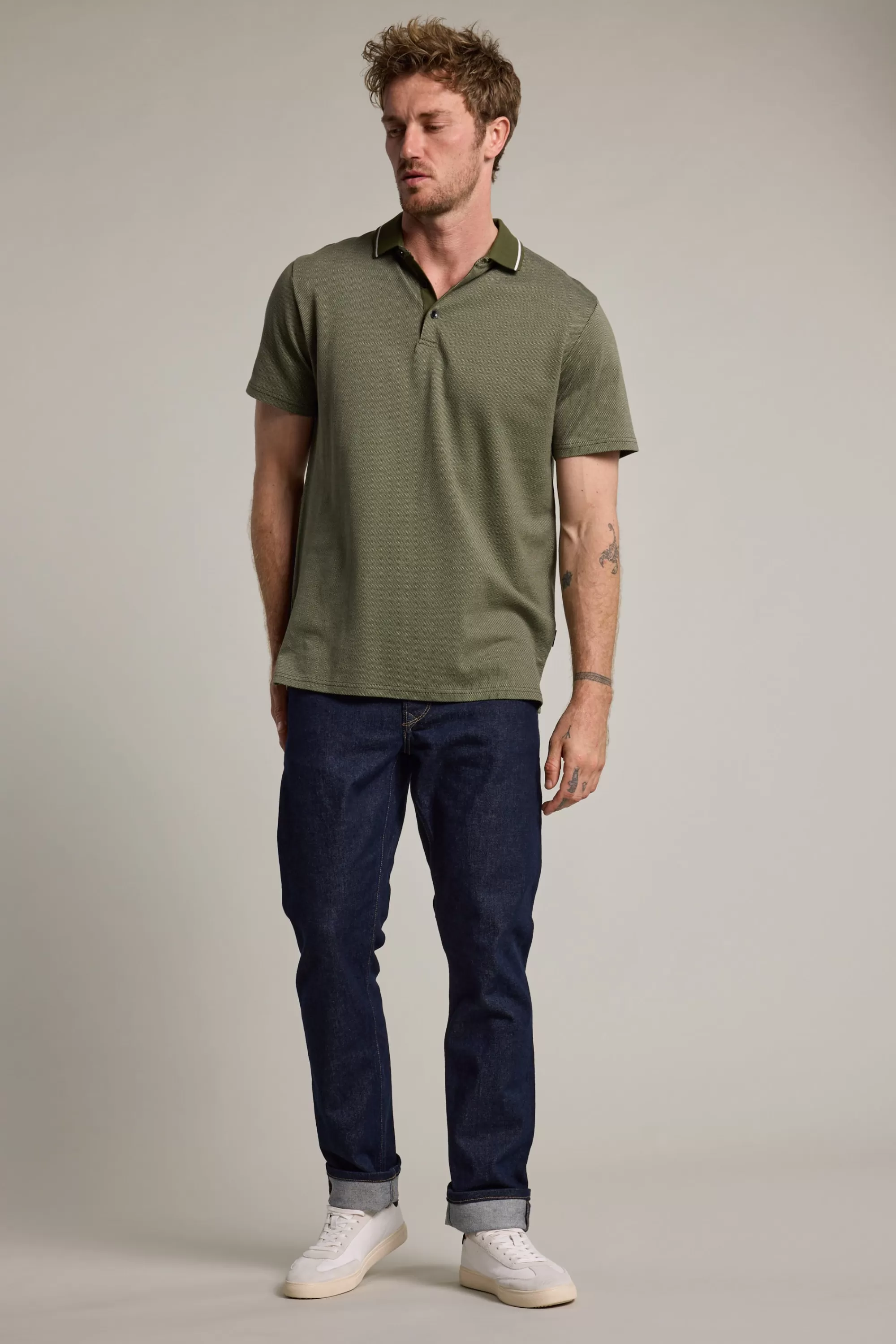 Barkers Polos | Polo Shirts^Olson Mercerised Texture Polo KHAKI