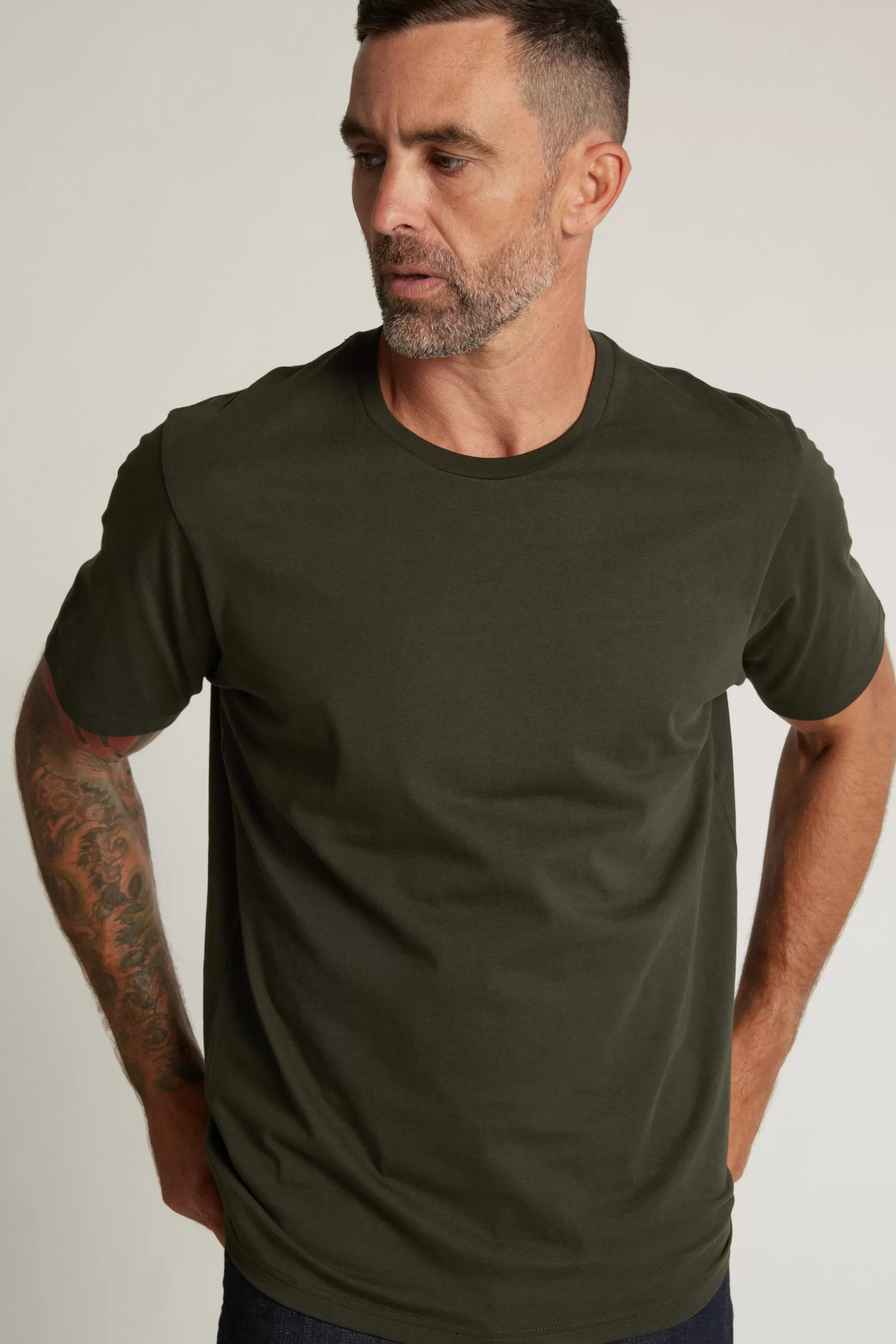 Barkers Essential Tees^Organic Crew Tee KHAKI