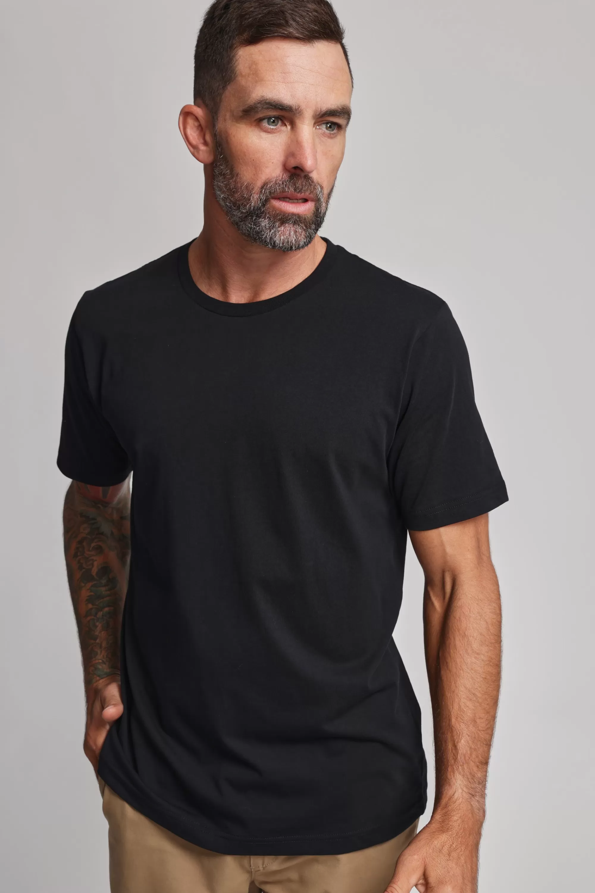 Barkers Essential Tees^Organic Crew Tee BLACK