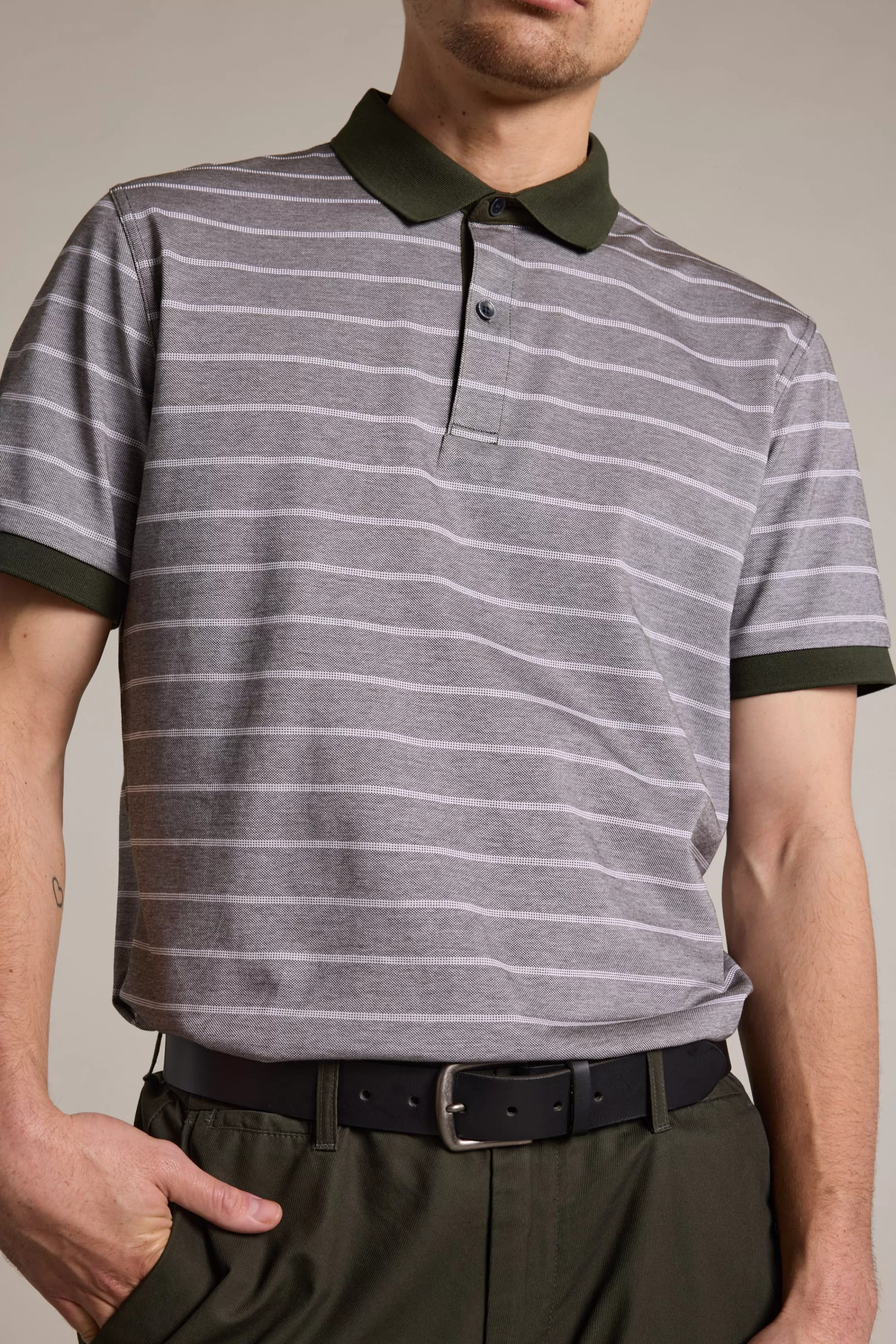 Barkers Polos | Polo Shirts^Oxley Mercerised Stripe Polo OLIVE