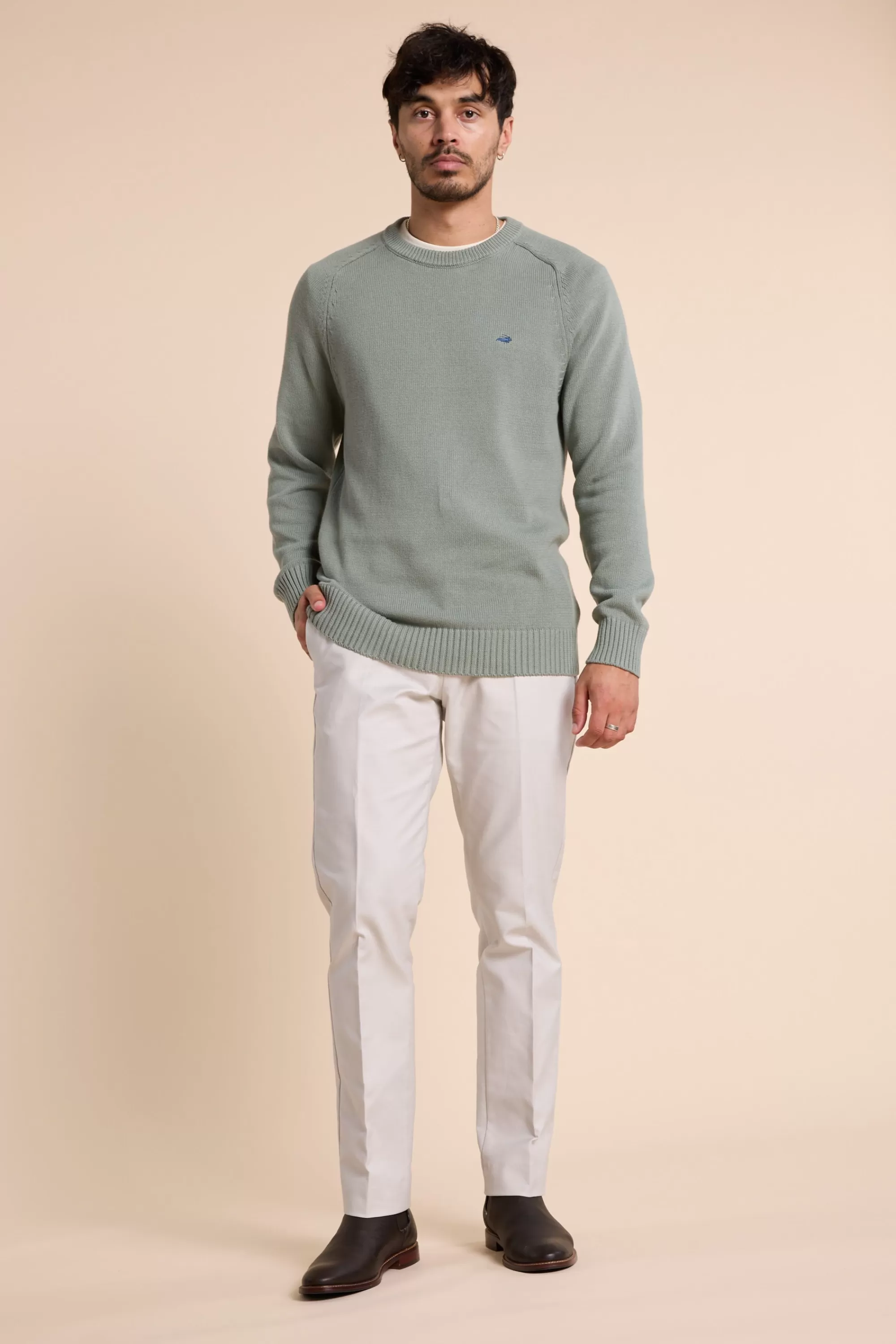 Barkers Cotton Knitwear^Paloma Cotton Crew SAGE