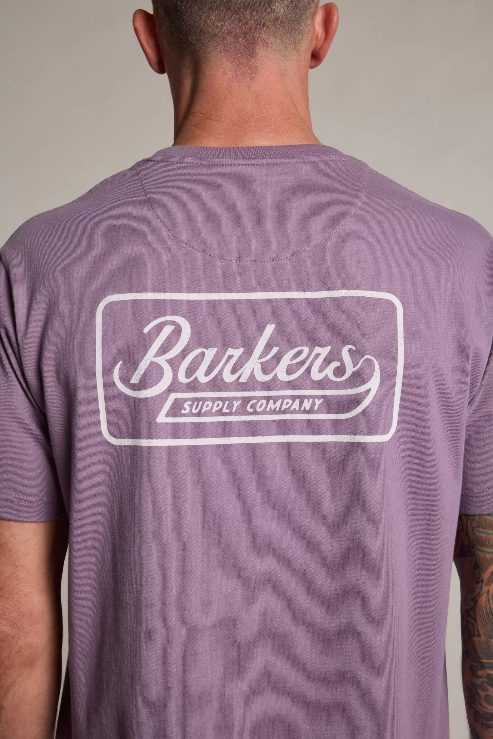 Barkers Graphic & Stripes^Stamp Logo Tee PURPLE