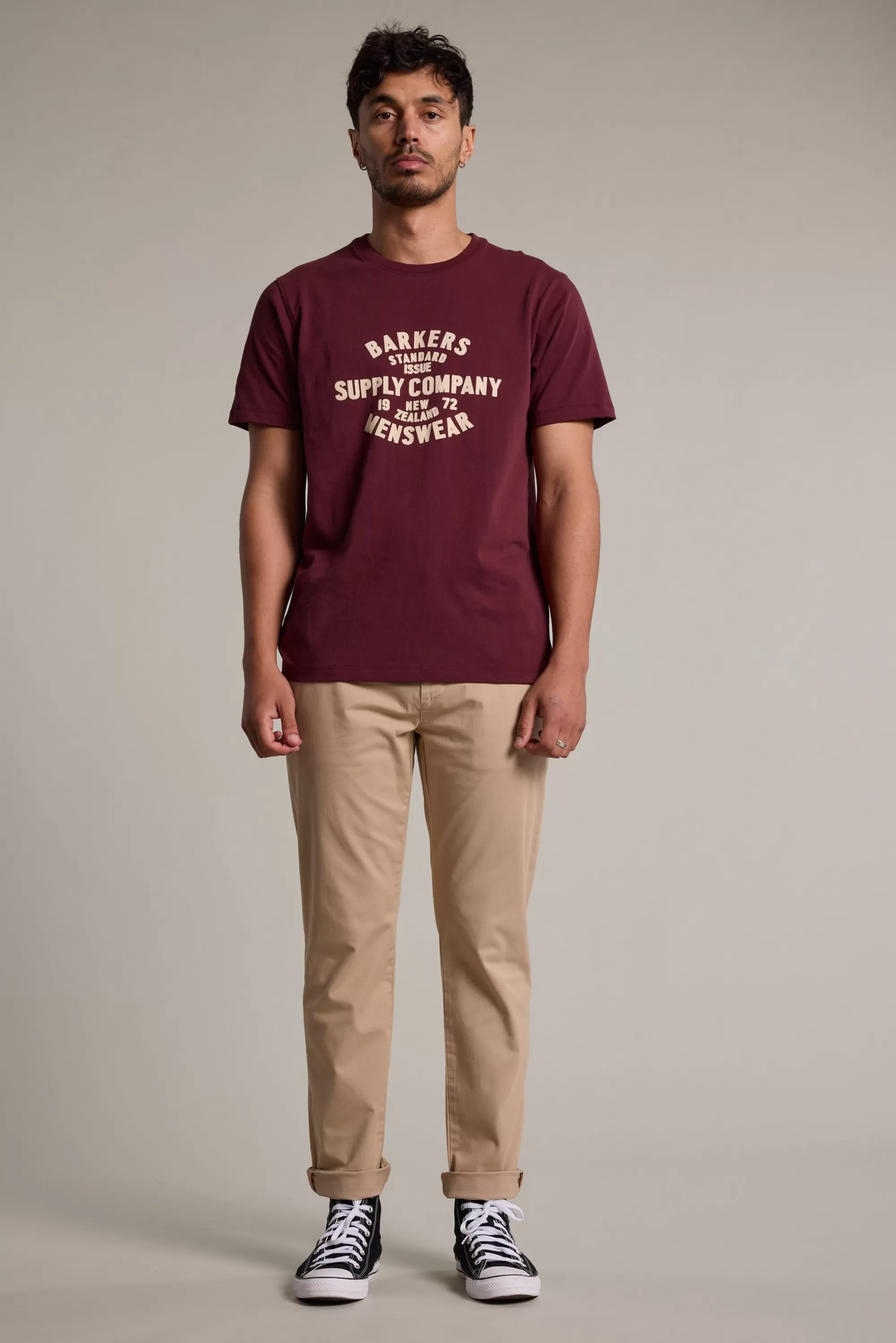 Barkers Graphic & Stripes^Standard Issue Print Tee BURGUNDY