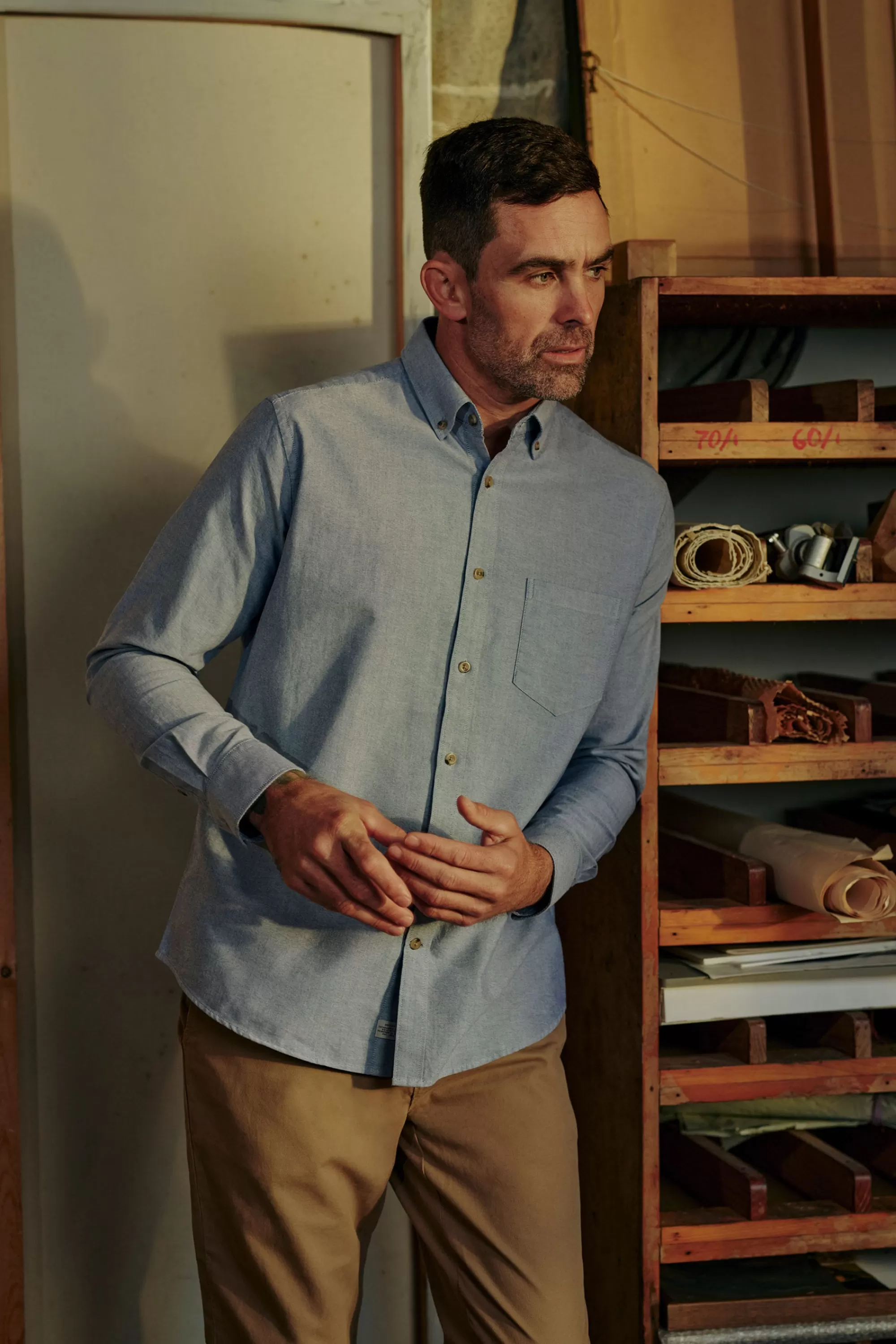 Barkers Tailored Fit Shirts | Tailored Fit Shirts^Thatcher Oxford Shirt CHAMBRAY