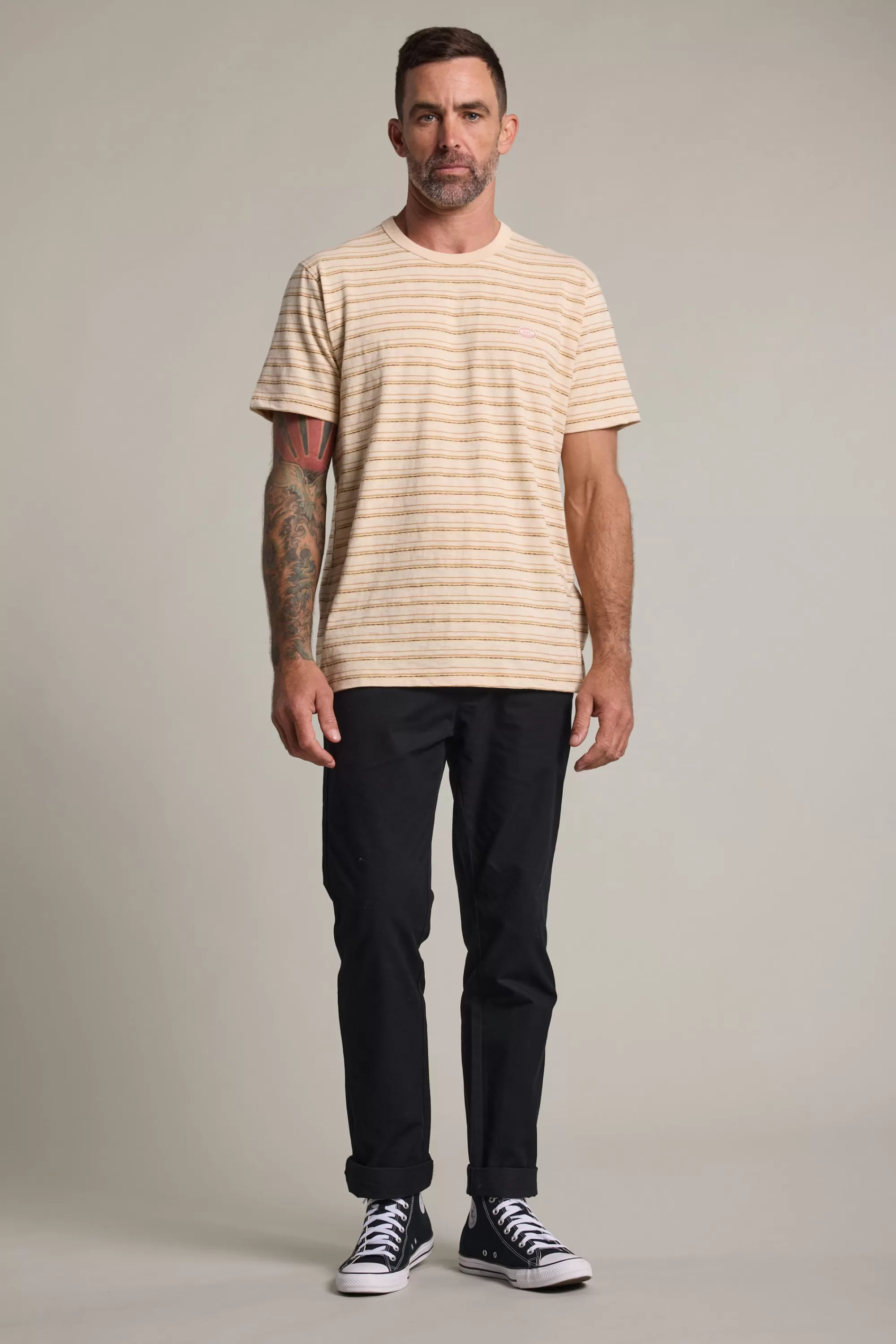 Barkers Graphic & Stripes^Vermont Stripe Tee OATMEAL