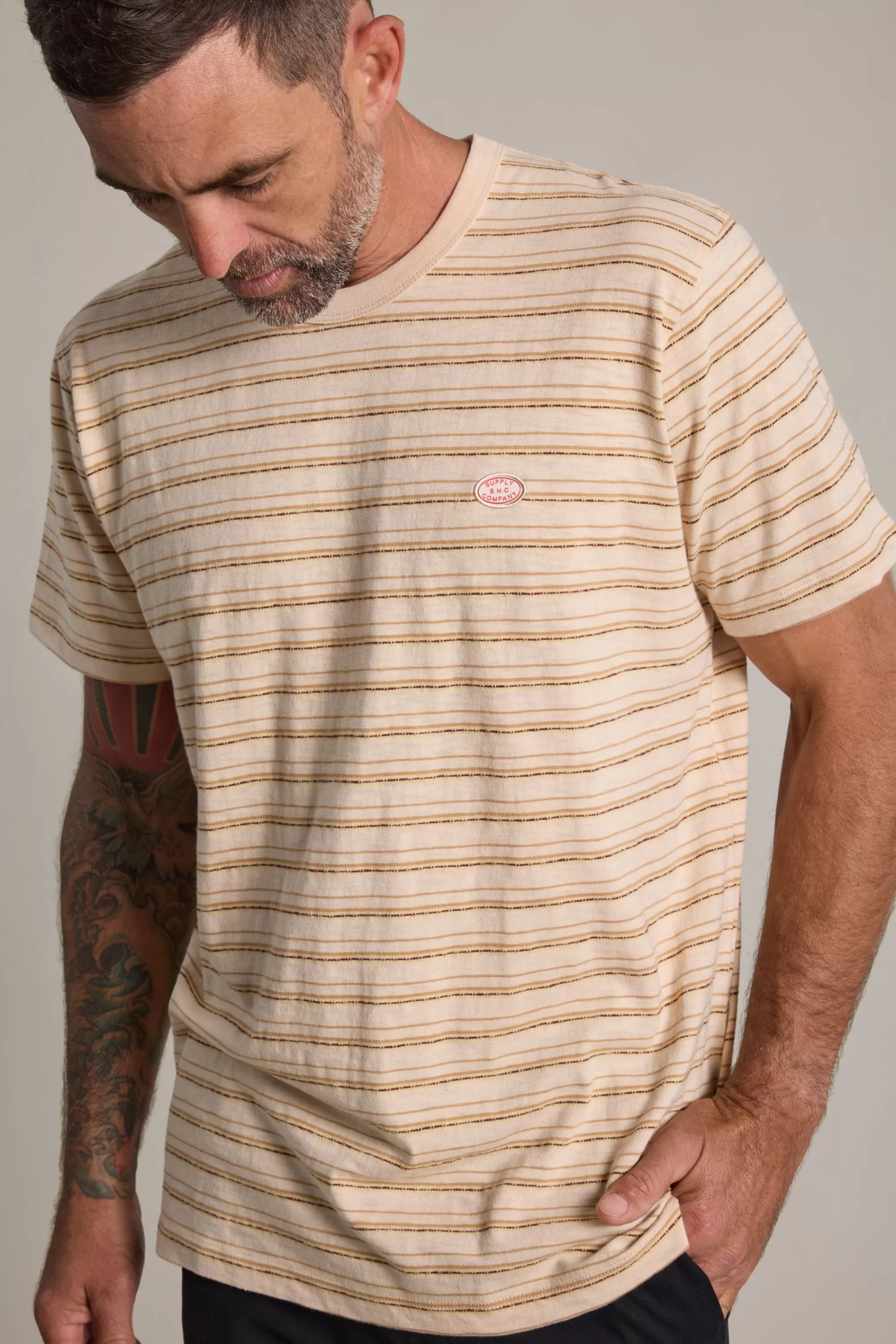 Barkers Graphic & Stripes^Vermont Stripe Tee OATMEAL